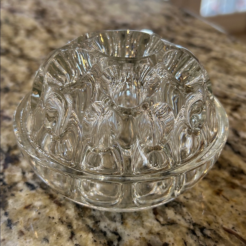 Vintage Reims VMC France clear glass flower frog designed for floral arrangement
